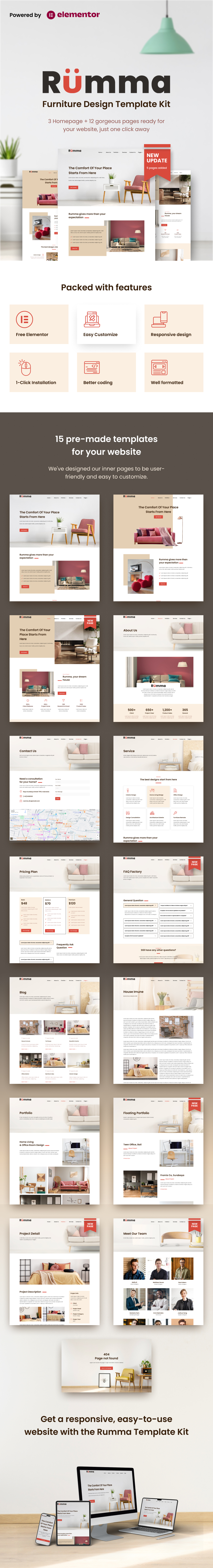 Rumma - Furniture Interior Elementor Template Kit
